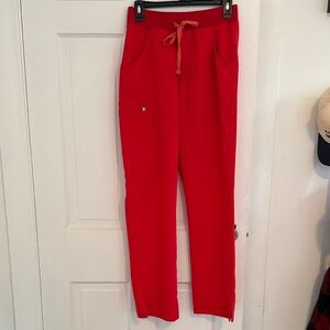 Figs Red Straight Leg Pants